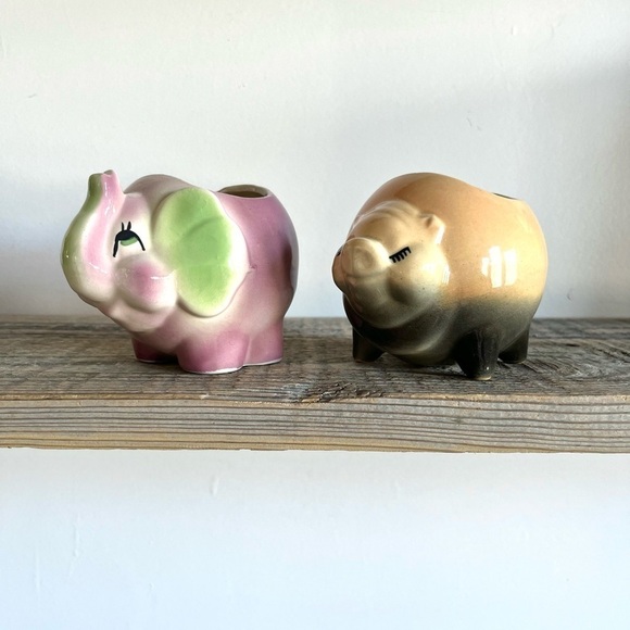 Vintage Shawnee set of Animal pottery planters - Picture 1 of 7